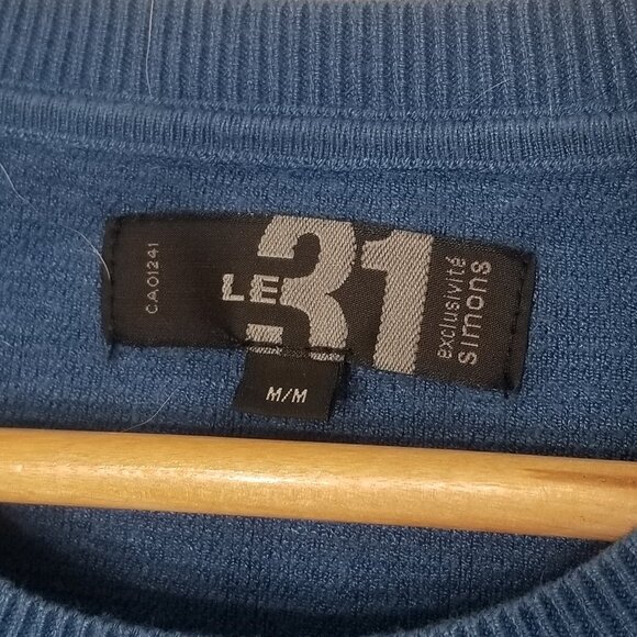 Le31 Men's Blue Crew Neck Knit Pullover Long Sleeve Sweater Top Causal Sz Medium - Picture 2 of 5